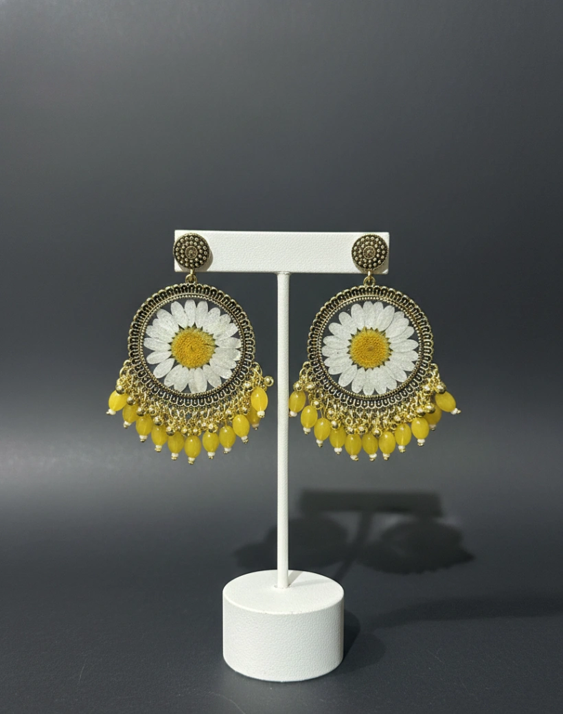 Handcrafted Daisy Flower Resin Earrings view 3