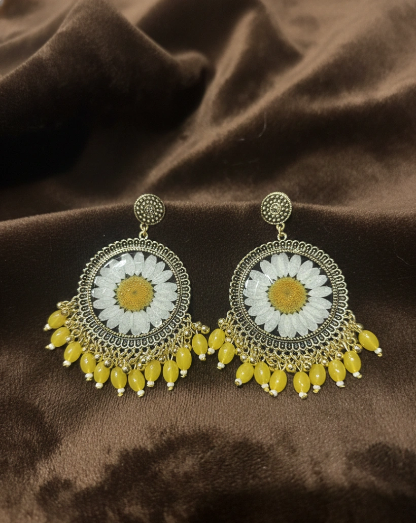Handcrafted Daisy Flower Resin Earrings view 4