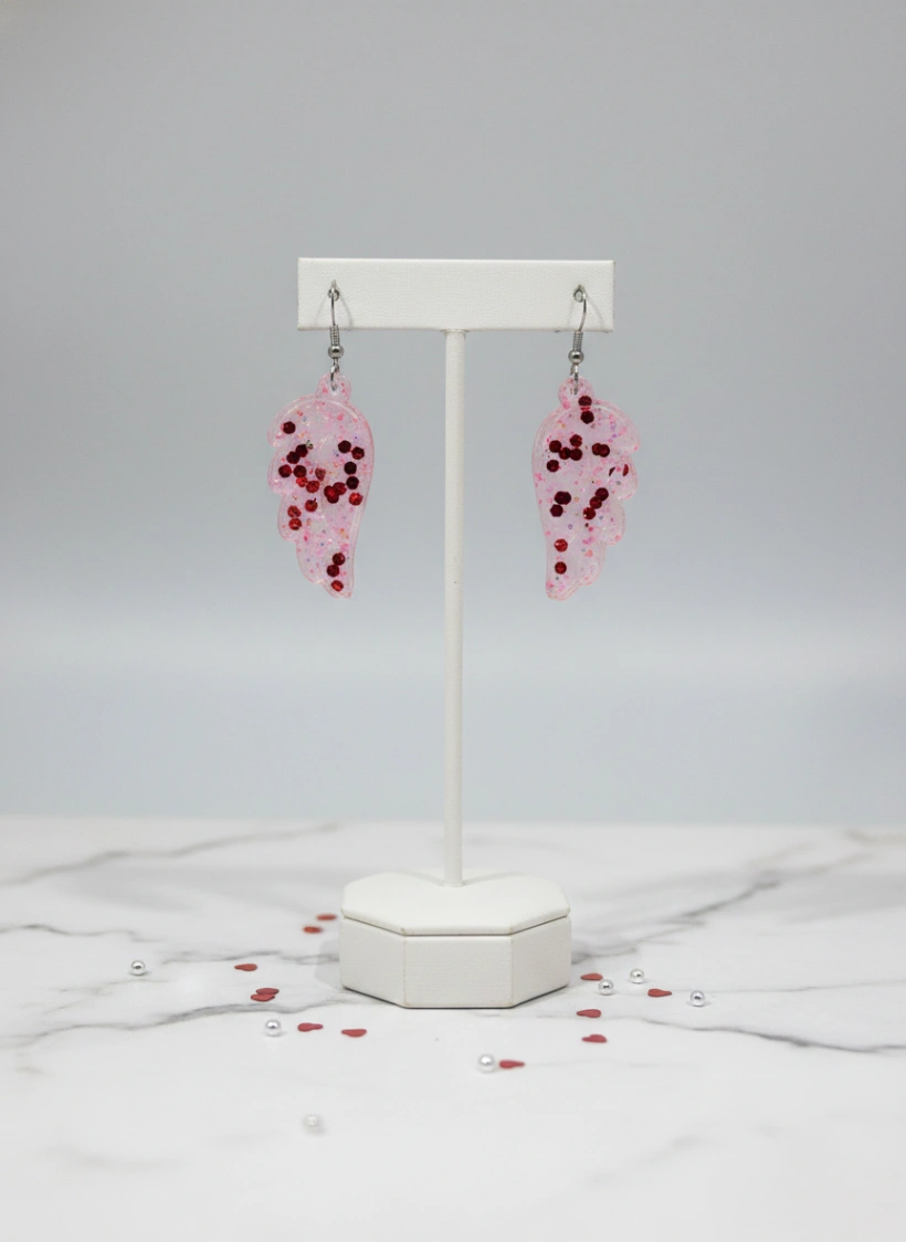 Rosy Wing Resin Earrings view 4