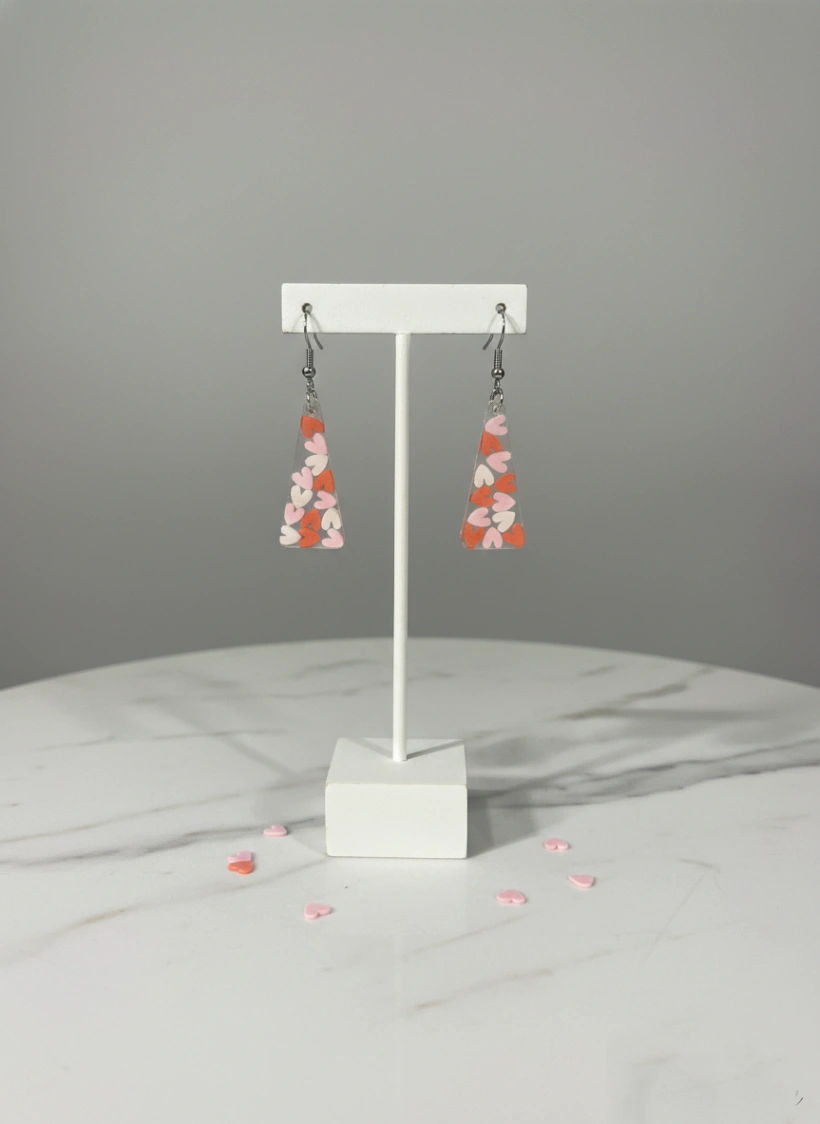 Aradhya: Mosaic Heart Geometric Triangle Earrings view 2