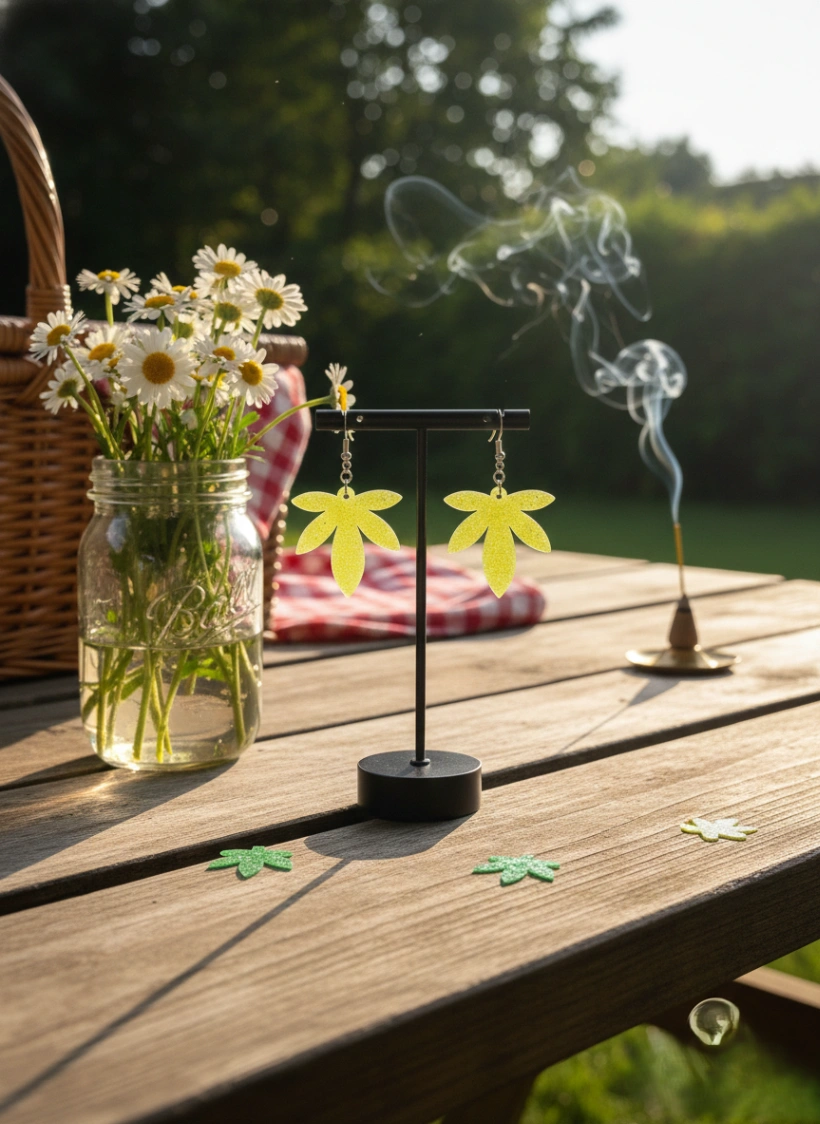 Lumina: Handcrafted Neon Citrine Maple Resin Earrings