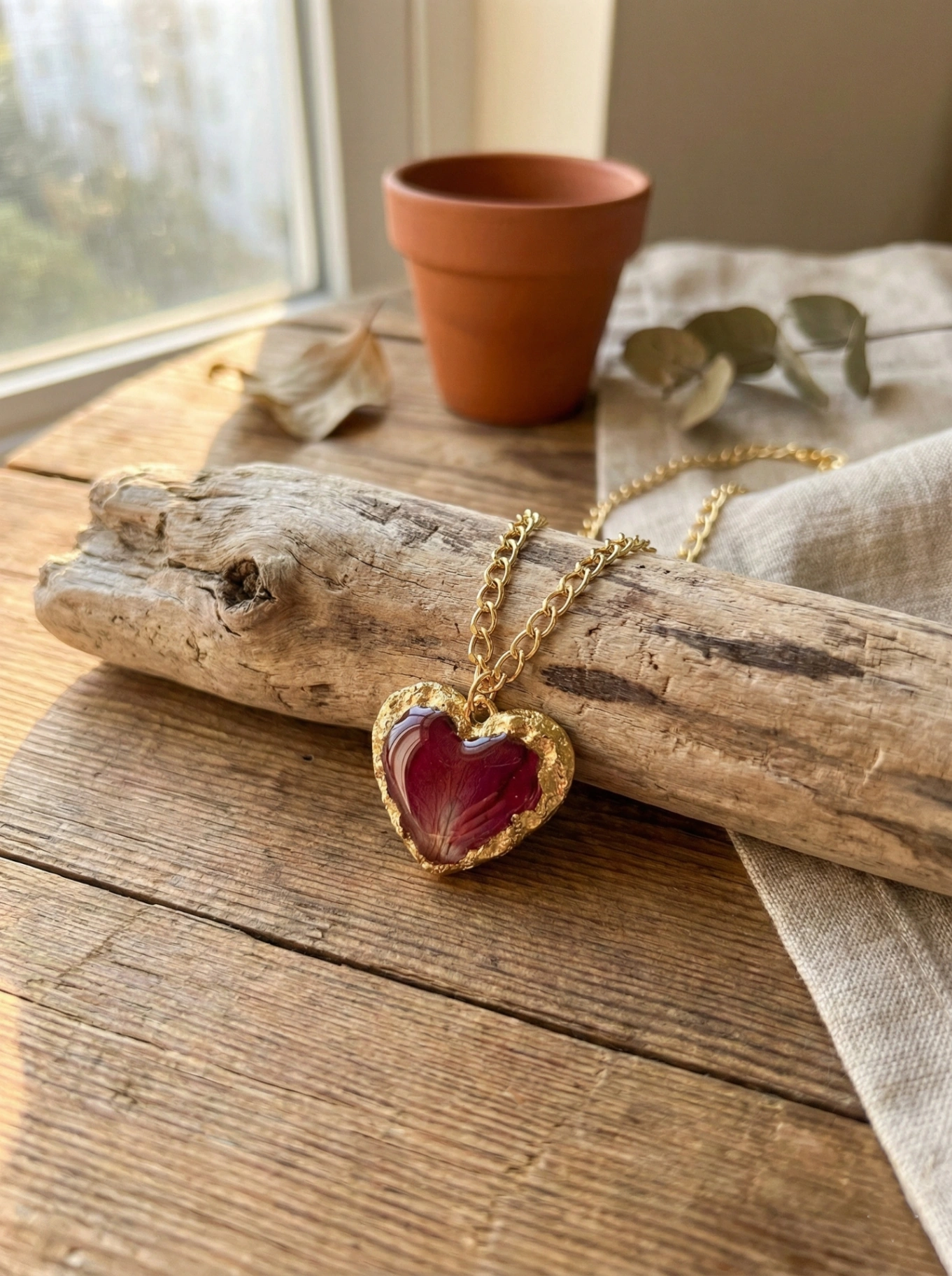 Gilded Heart Resin Pendant