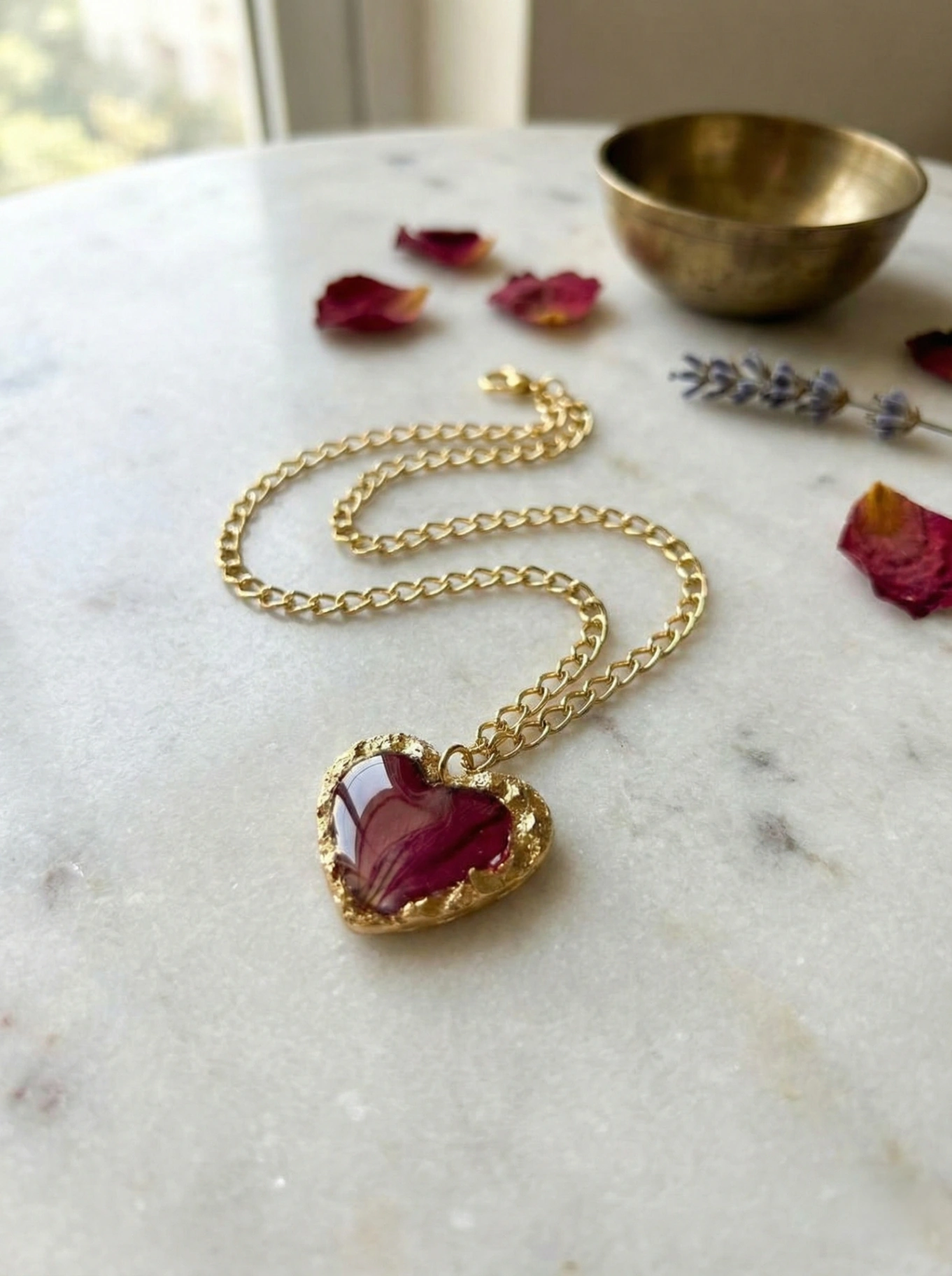 Gilded Heart Resin Pendant view 2