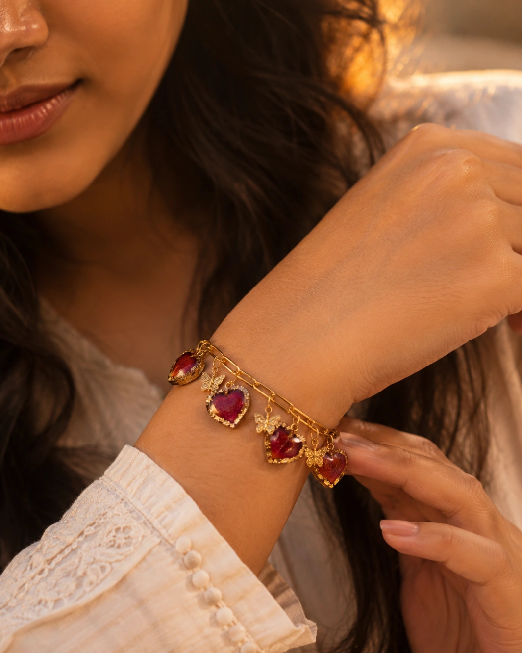 Rose Heart Charm Bracelet view 3