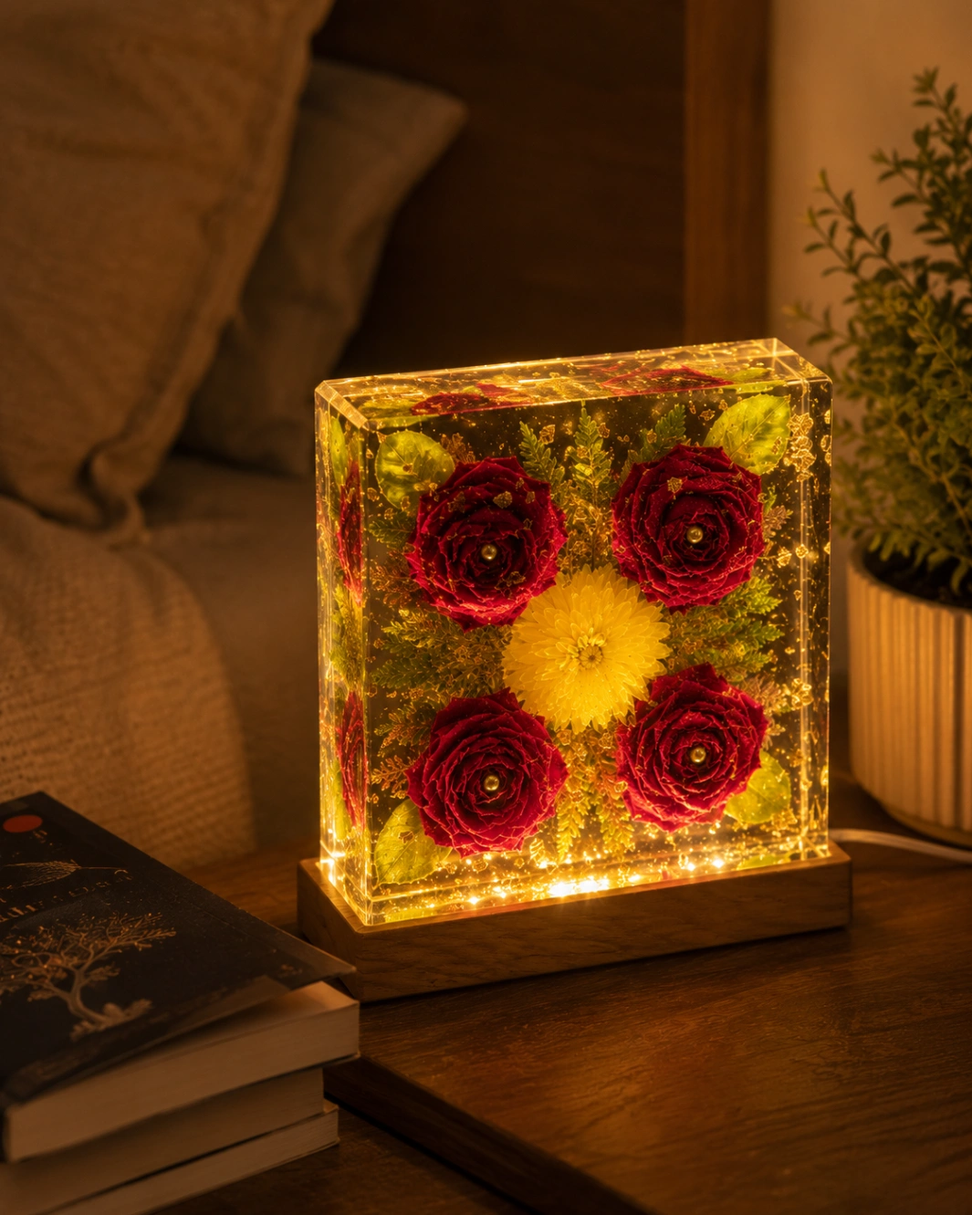 Preserved Flower LED Resin Keepsake Lamp