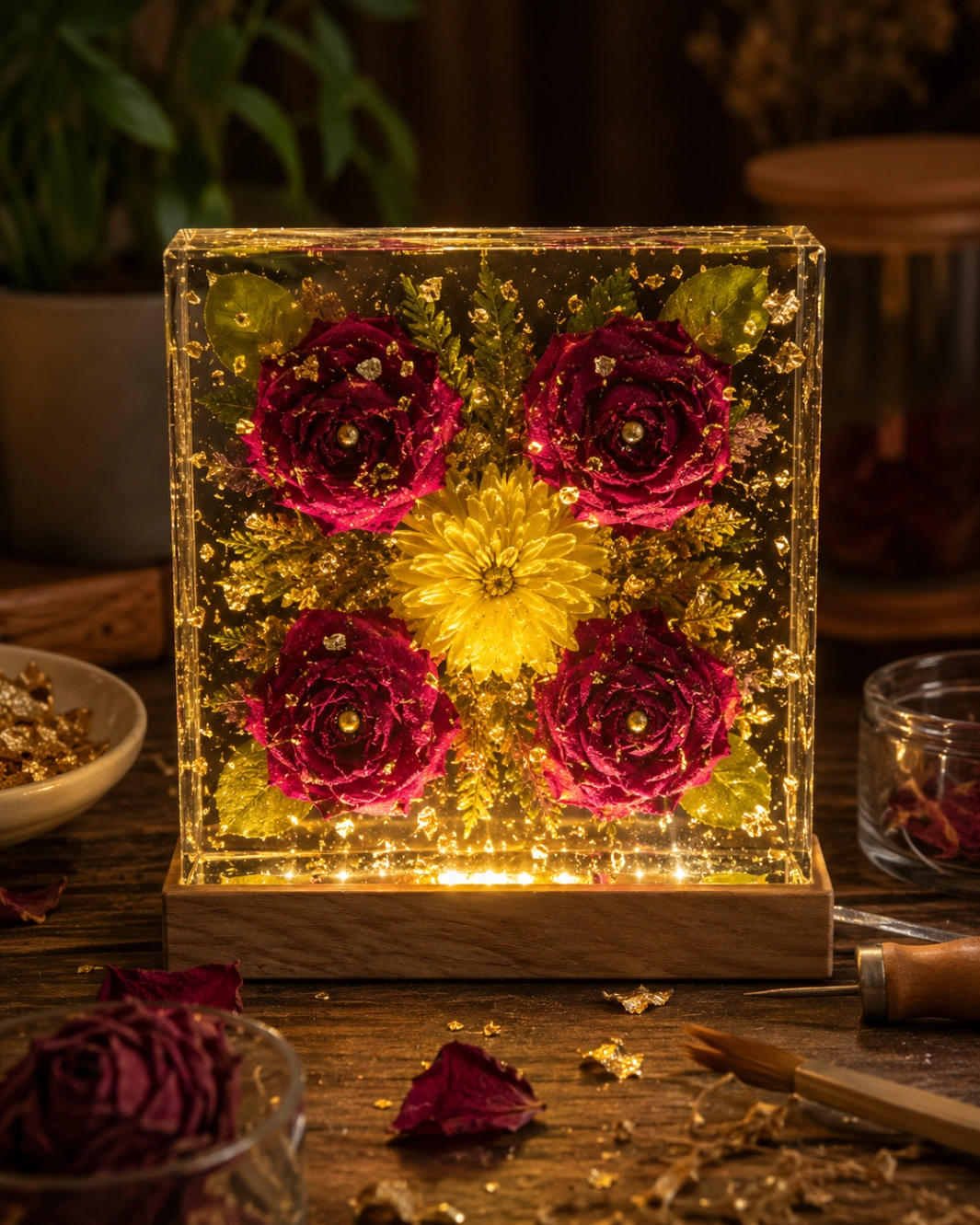 Preserved Flower LED Resin Keepsake Lamp view 2