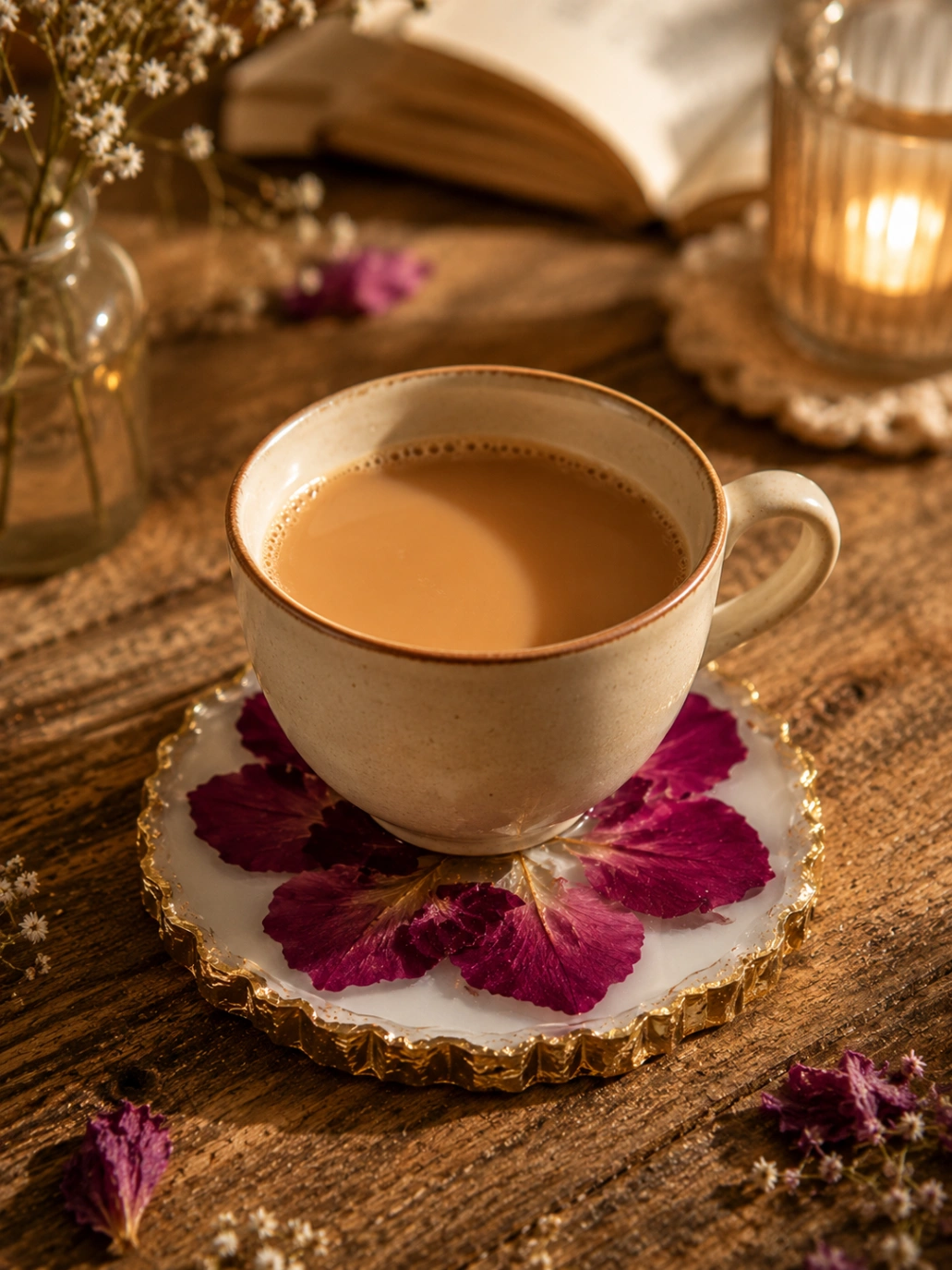Real Rose Petal Resin Coasters (Set of 4) view 4